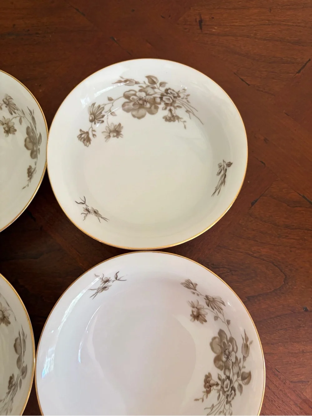 Vintage Johann Haviland Twilight Rose Set of 4 Berry Bowls, Bavaria Germany,